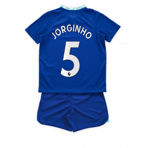 Fotbalové Dres Chelsea Jorginho #5 Dětské Domácí 2022-23 Krátký Rukáv (+ trenýrky)